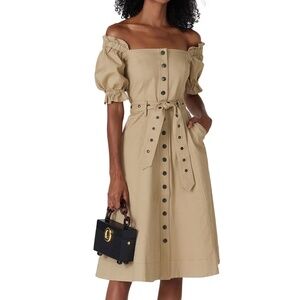 Marissa Webb Rent the Runway Puff sleeve canvas dress khaki sz2 $332